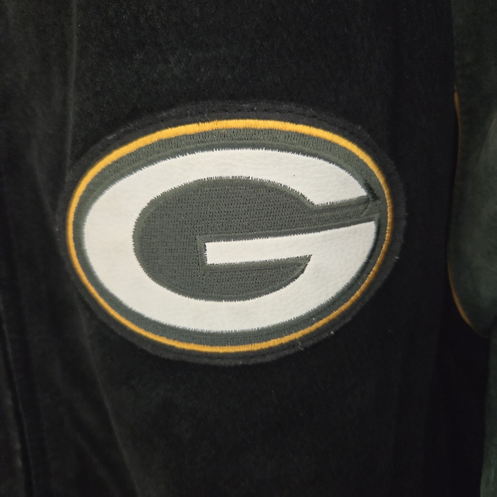 Green Bay Packers Vintage Suede Leather Jacket M - Picture 2 of 15